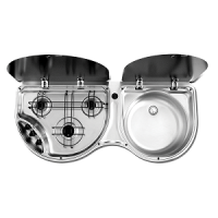 Smev 3 Burner Sink Combo with Glass Lid