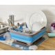 Collapsible Folding Silicone Dish Drainer Camping Caravan Boat Drying Rack Blue